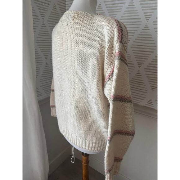 Vintage Le Pull-Over by Irene Leung Small Knit Cream Pink Shoulder Pad Sweater - Picture 5 of 8